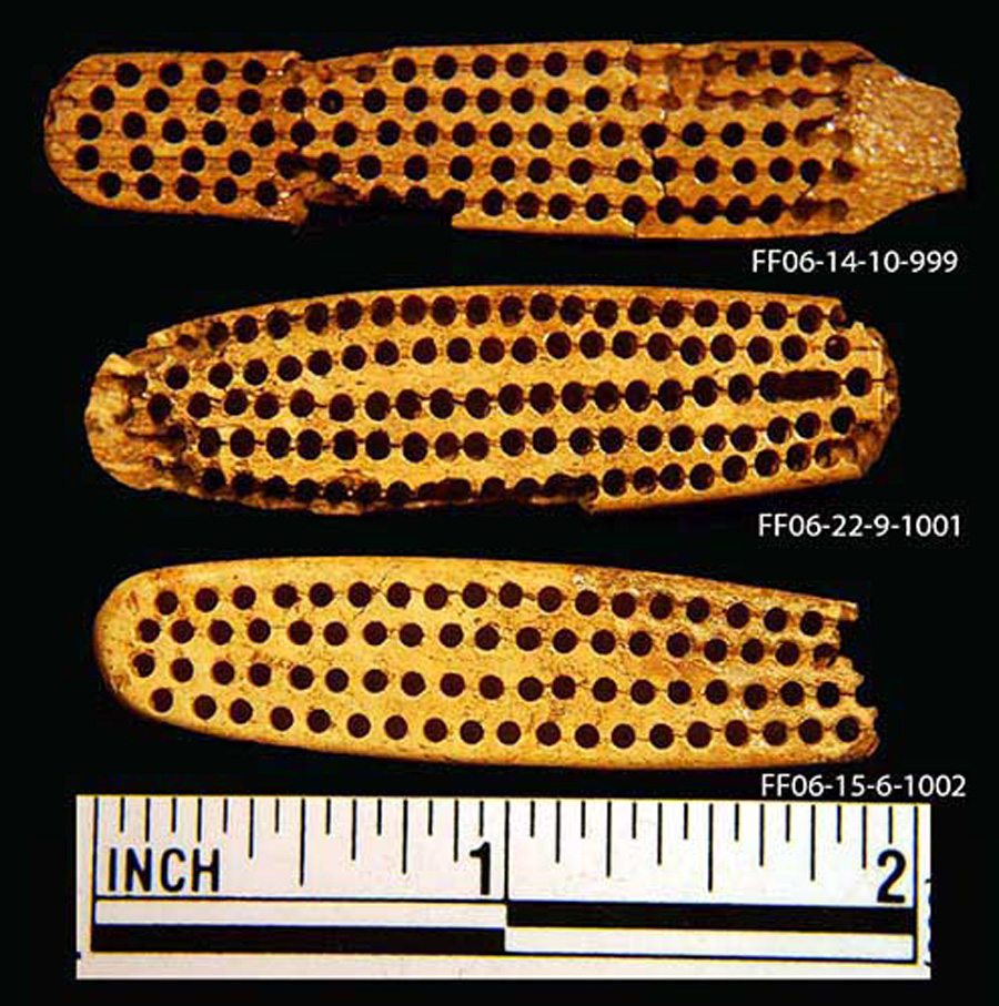 Image of bone toothbrush handle, trepanned.