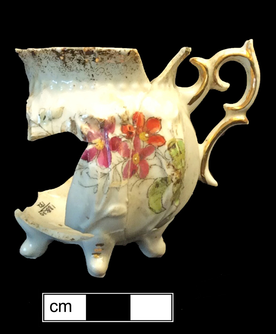 Image of European hard-paste porcelain painted toy teapot.