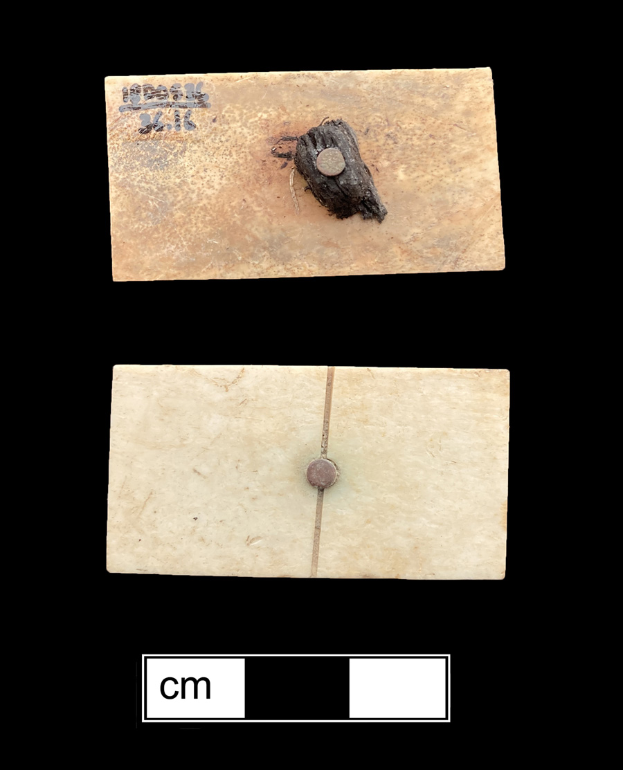 Image of bone/iron game piece.