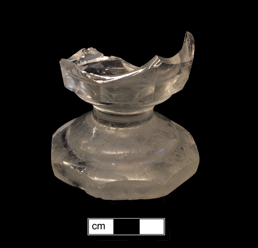 Image of colorless glass firing glass, hot glass decoration.