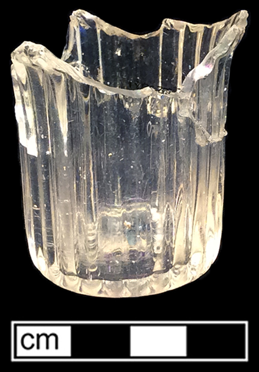 Image of colorless glass vessel.
