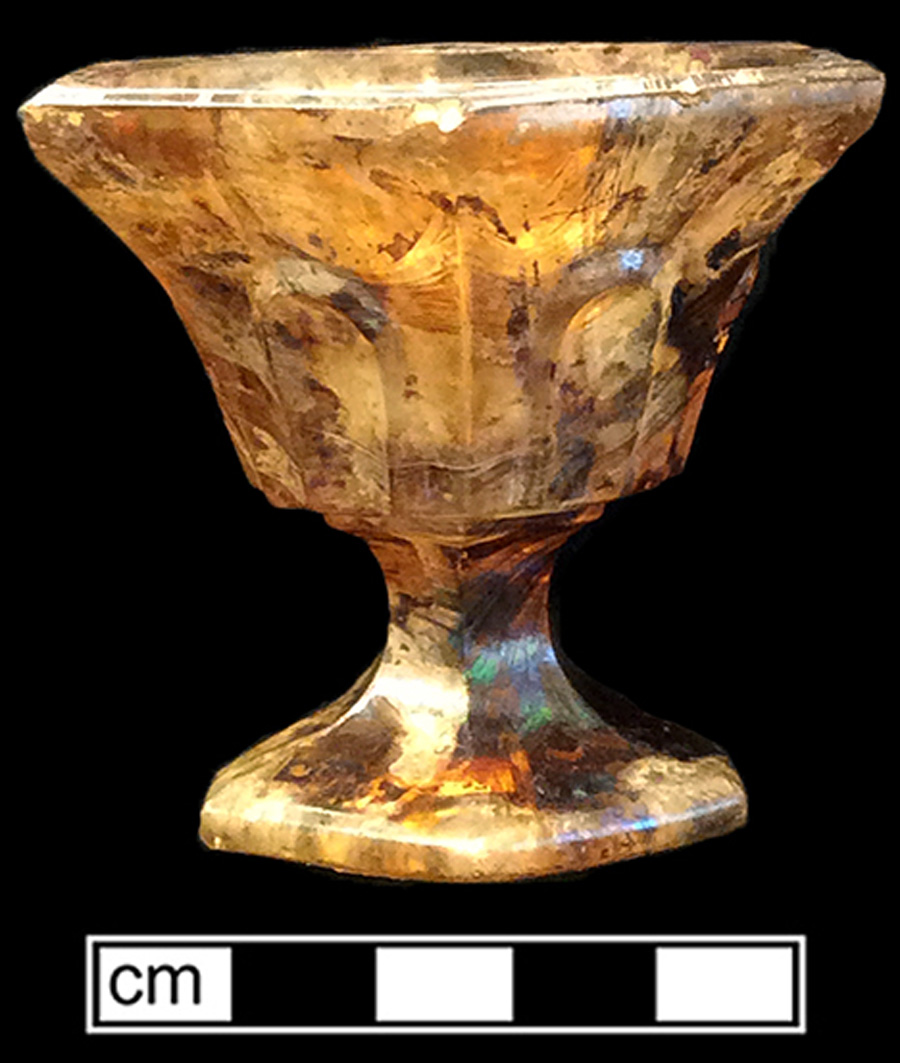 Image of colorless glass salt, hot glass decoration.