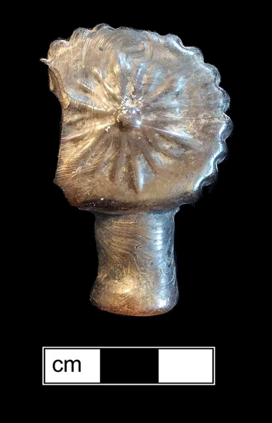 Image of colorless glass stopper, hot glass decoration.