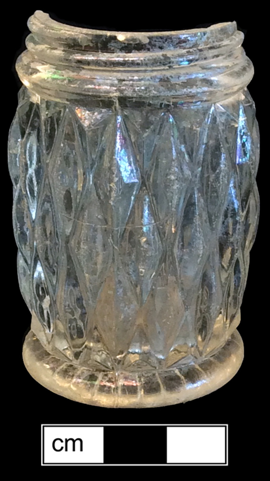Image of colorless glass salt, hot glass decoration.