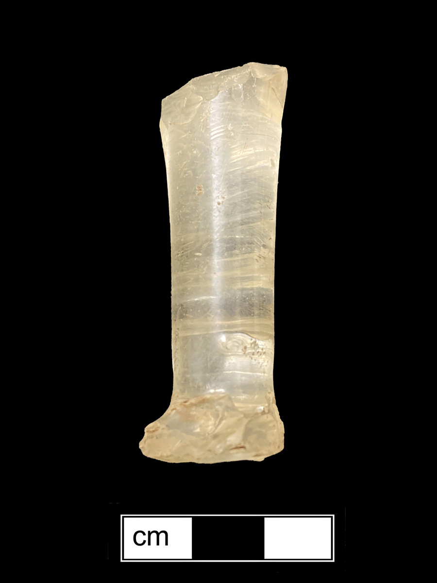 Image of colorless glass stemmed glass, plain stem.