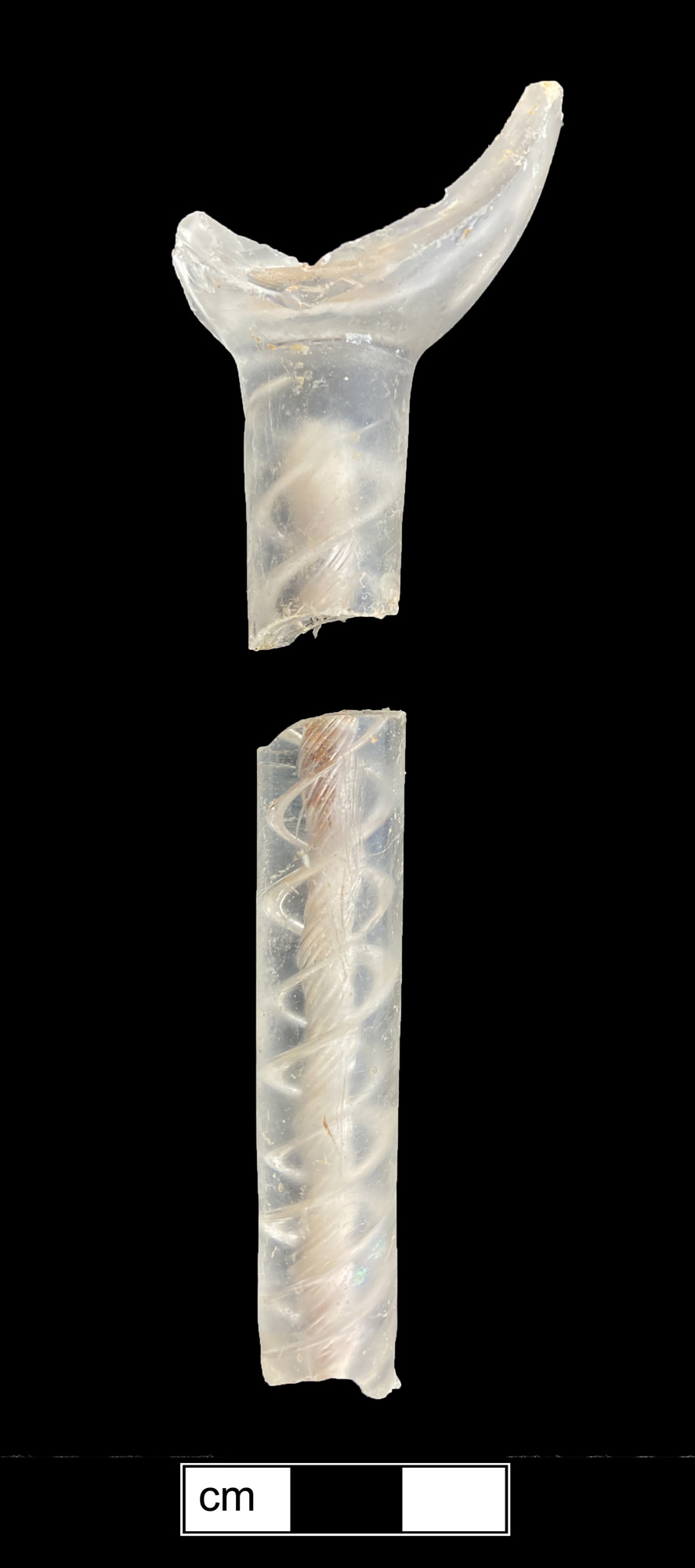 Image of colorless glass stemmed glass, air twist stem.