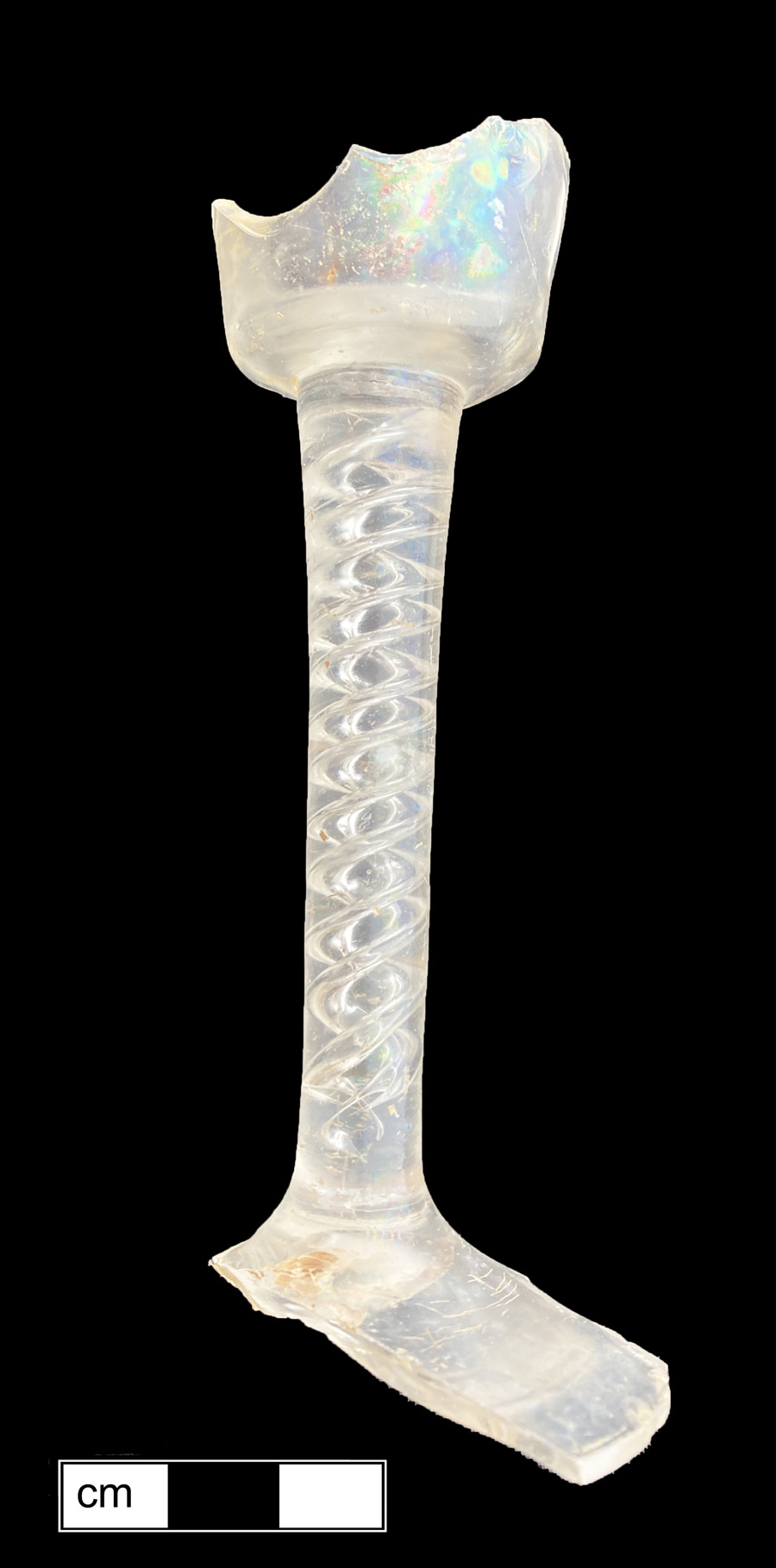Image of colorless glass stemmed glass, air twist stem.