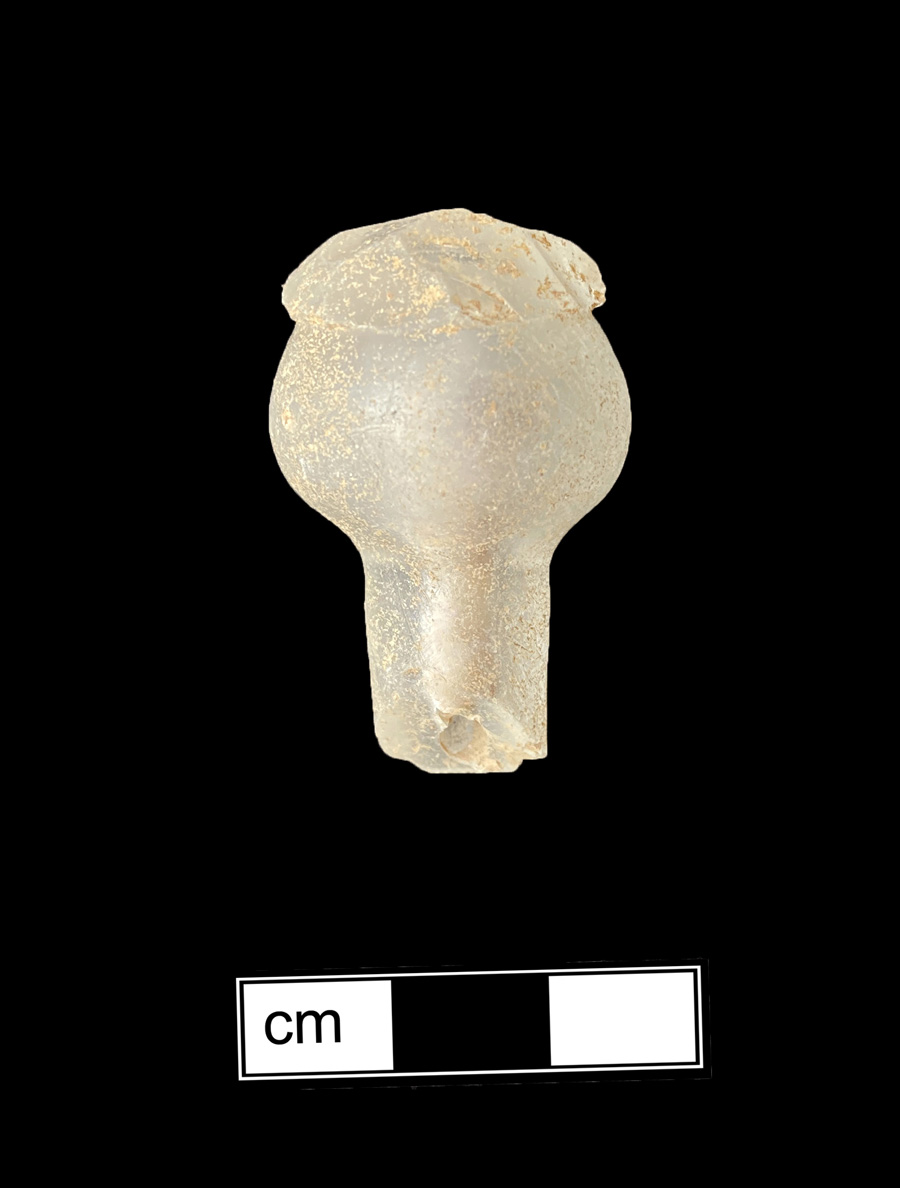 Image of colorless glass stemmed glass.