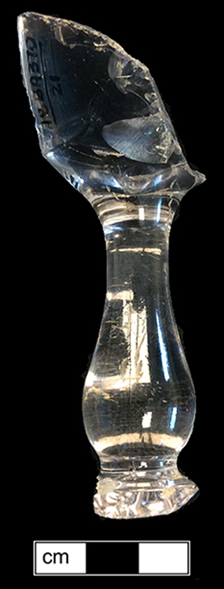 Image of colorless glass stemmed glass.