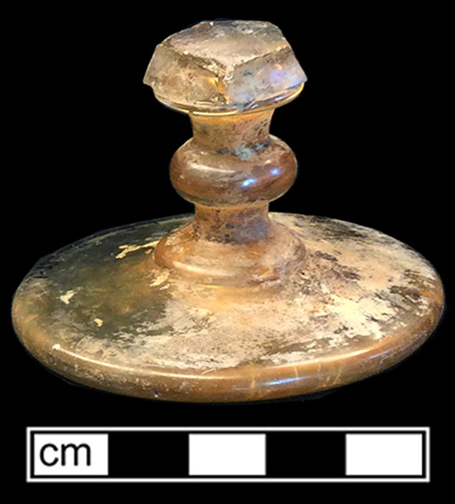 Image of colorless glass stemmed glass.