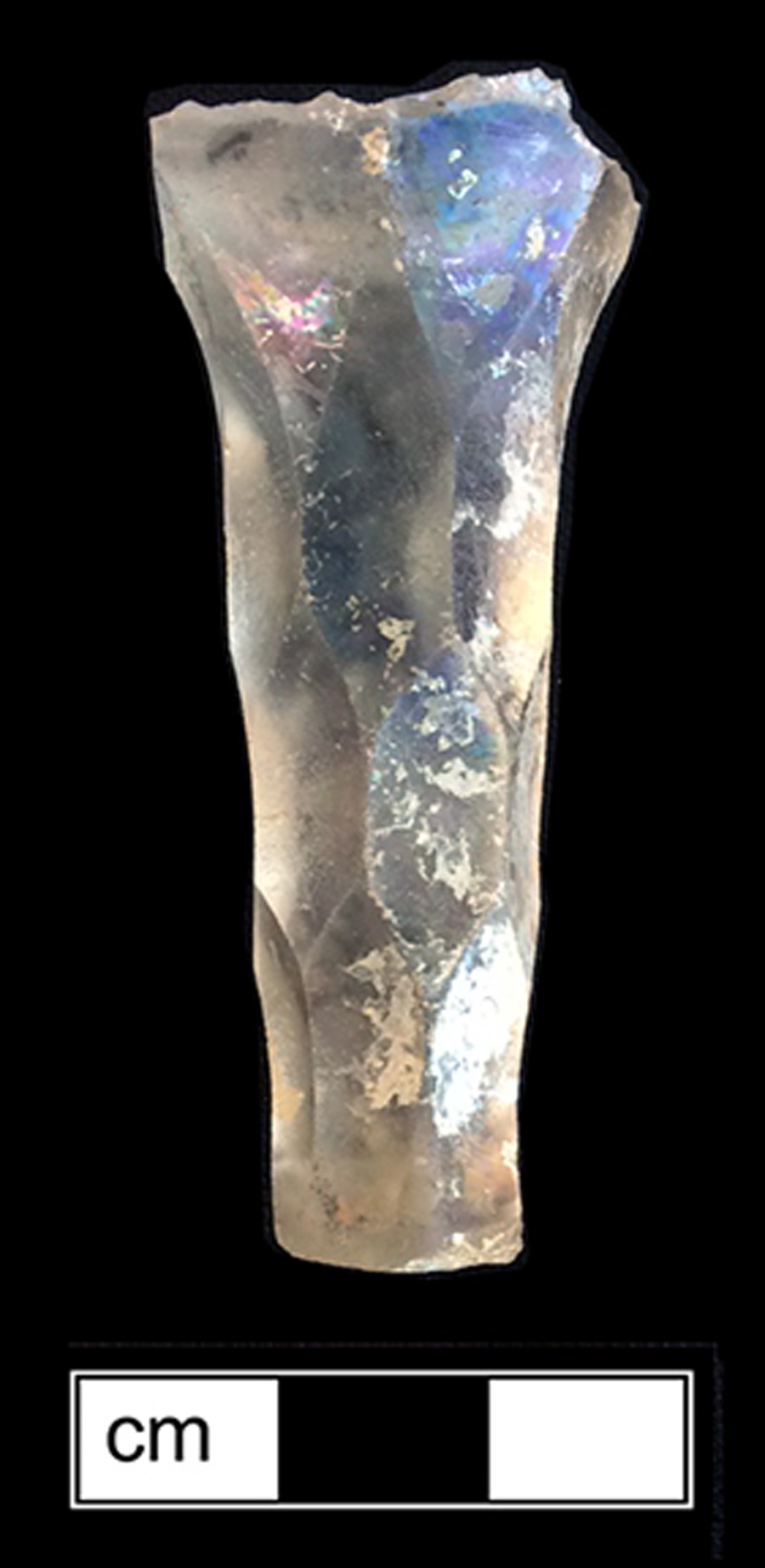 Image of colorless glass stemmed glass, abrasive decoration.