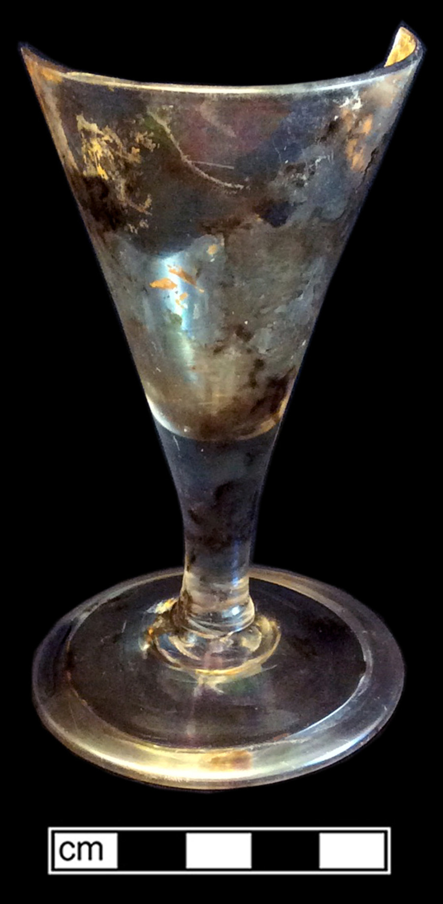 Image of colorless glass stemmed glass.