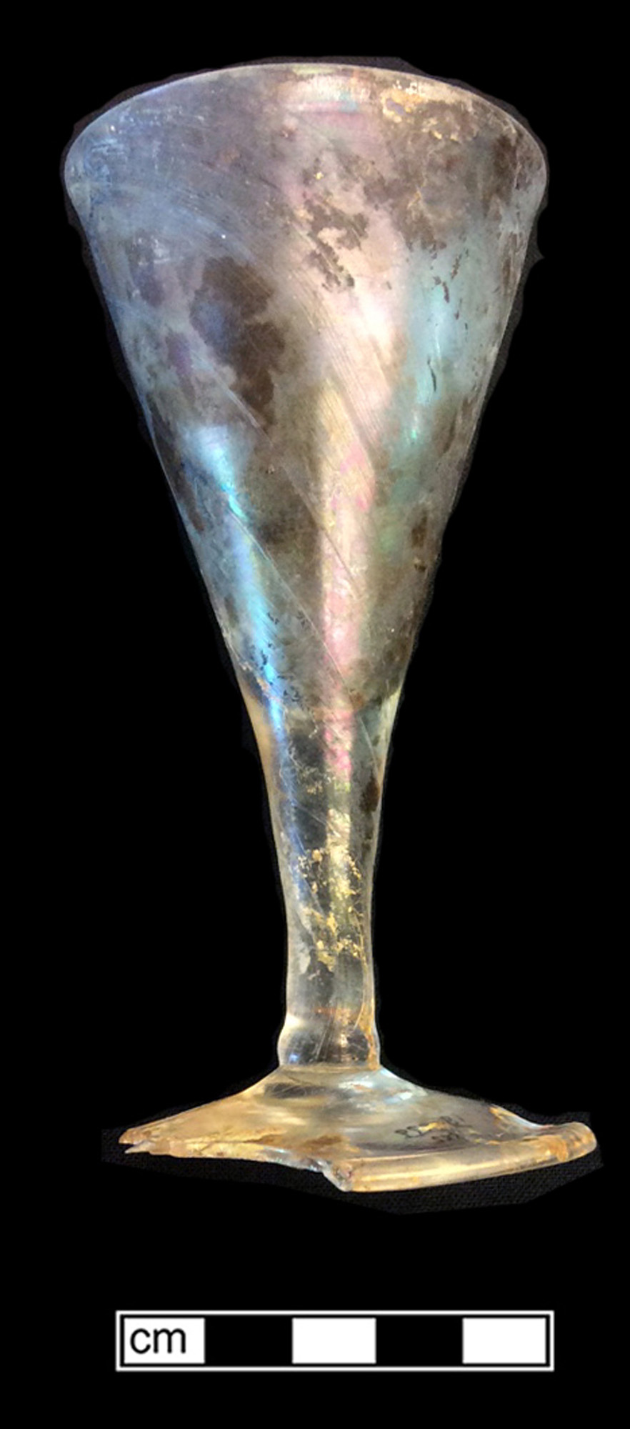 Image of colorless glass stemmed glass.