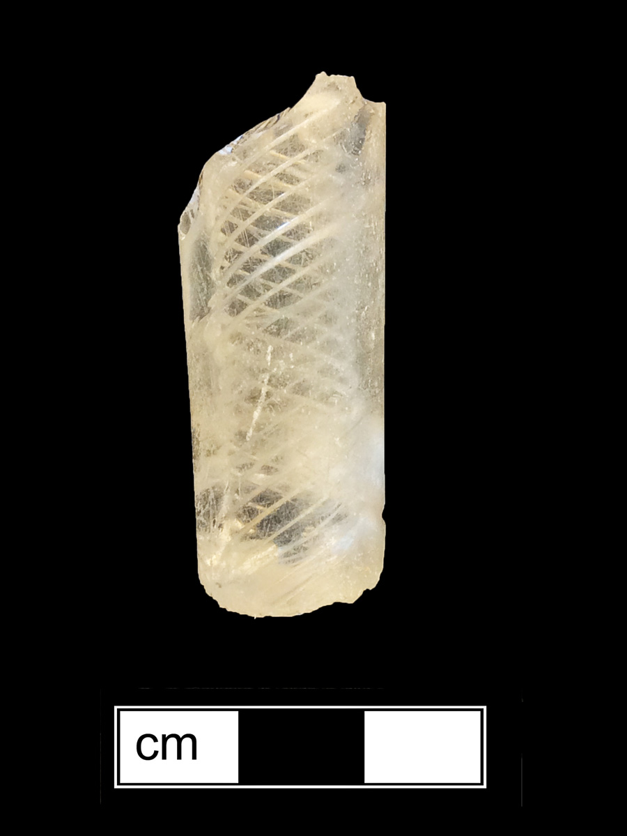 Image of colorless glass stemmed glass, opaque twist stem.