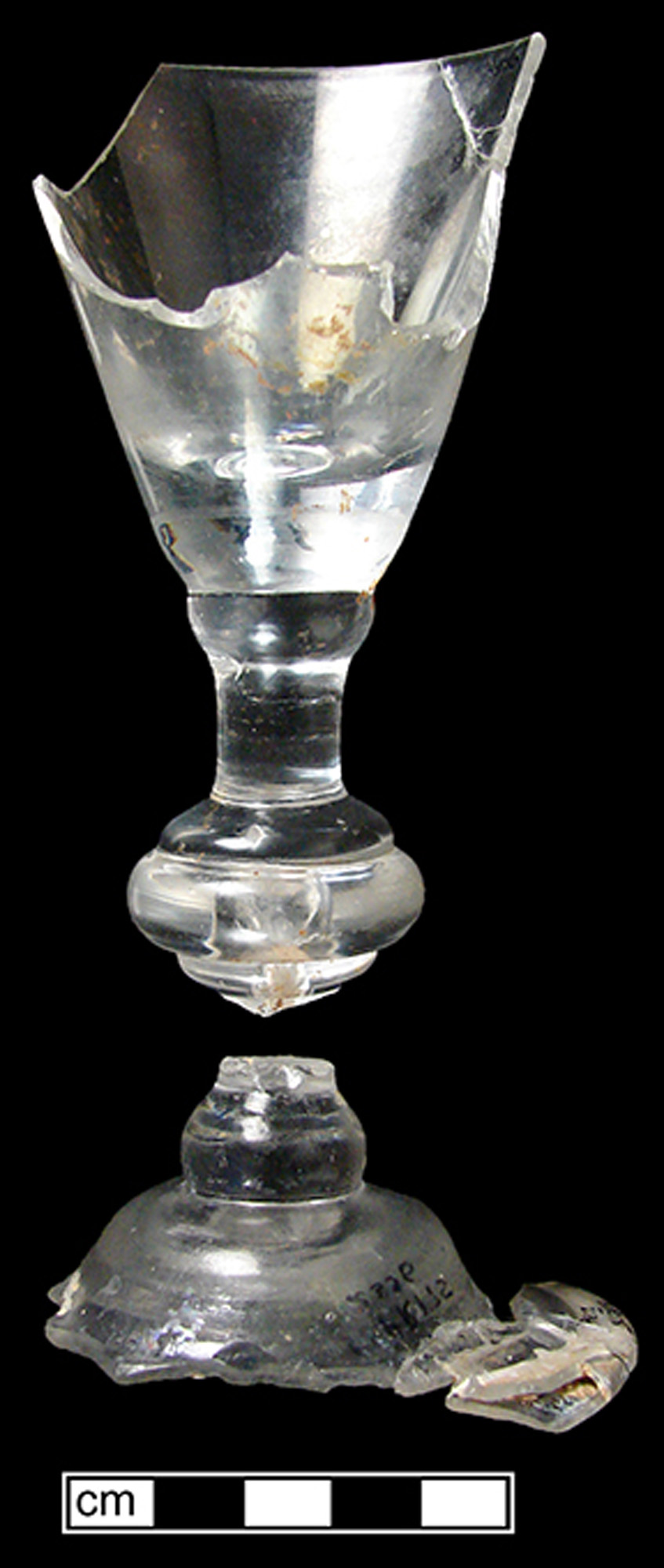 Image of colorless glass stemmed glass, baluster stem.