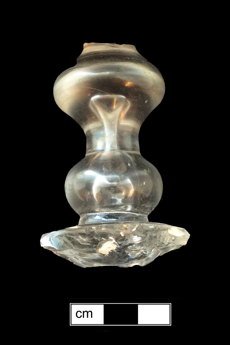 Image of colorless glass stemmed glass, baluster stem.