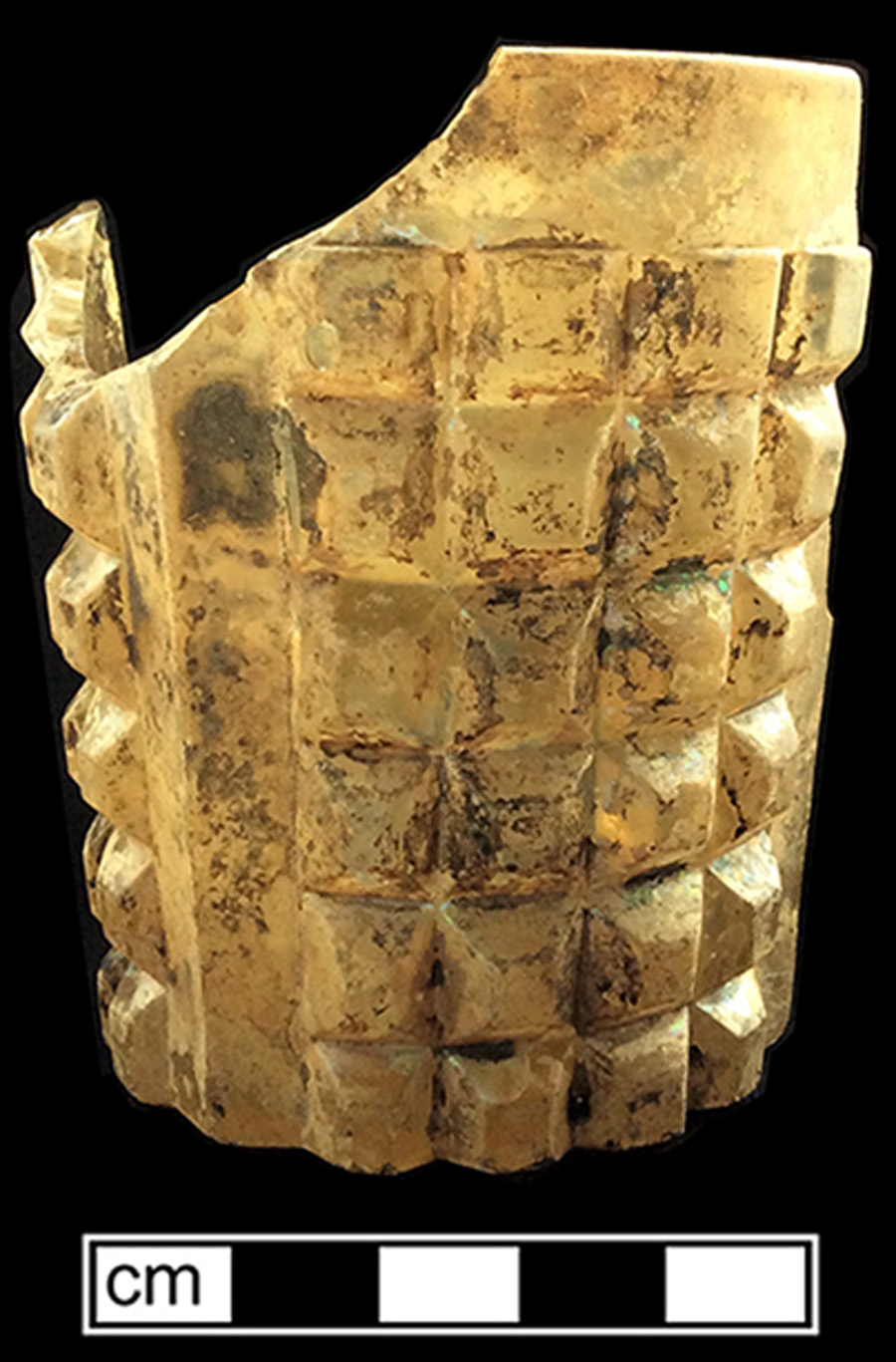 Image of colorless glass tumbler, hot glass decoration.