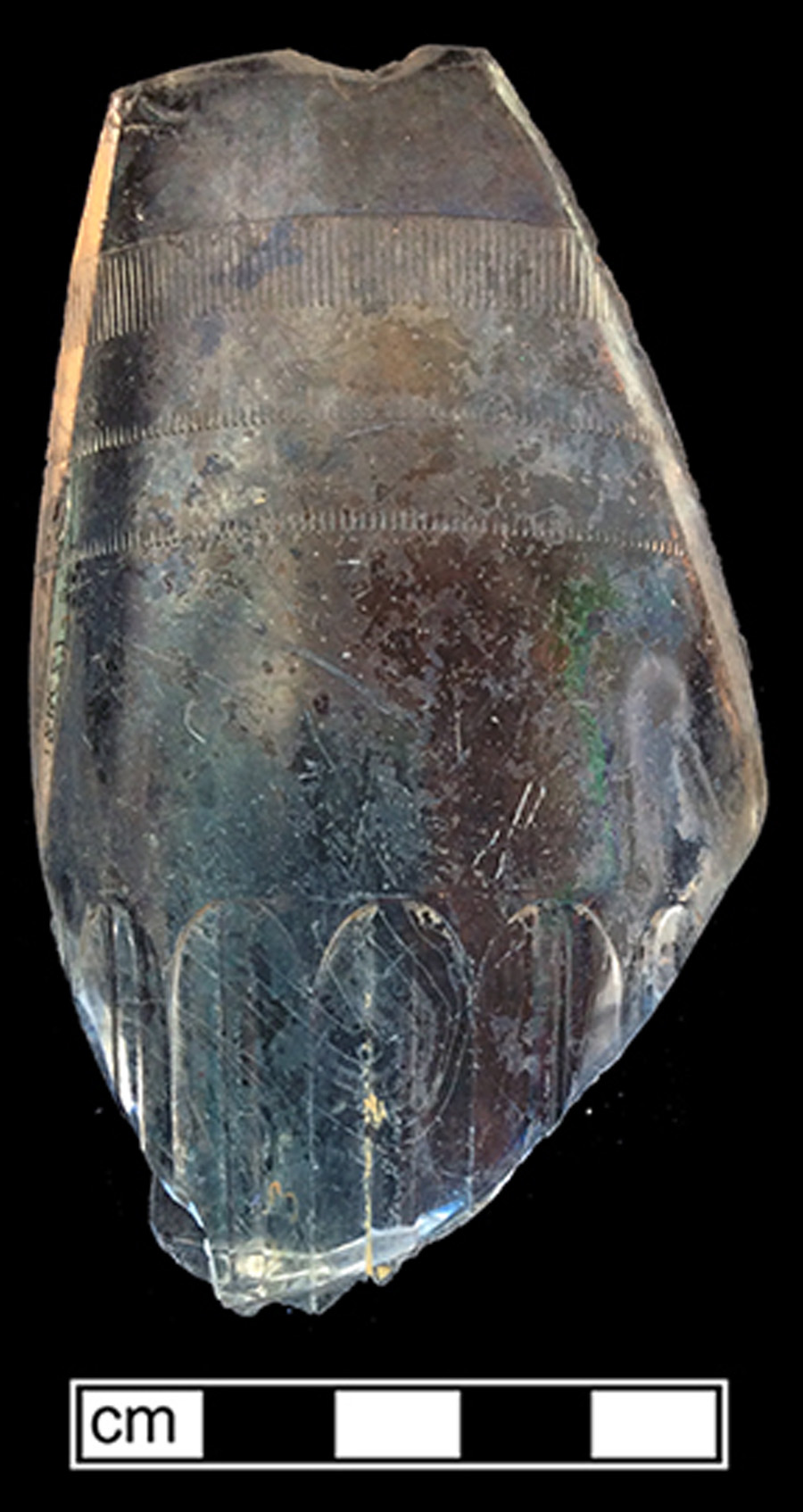 Image of colorless glass tumbler, hot glass decoration.