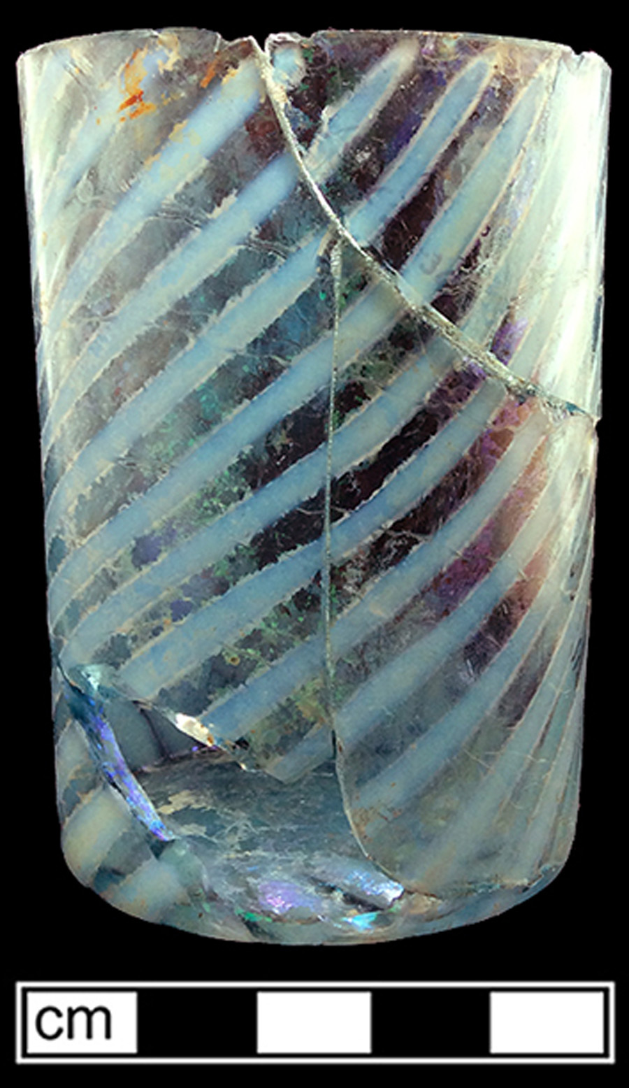 Image of colored glass tumbler, hot glass decoration.