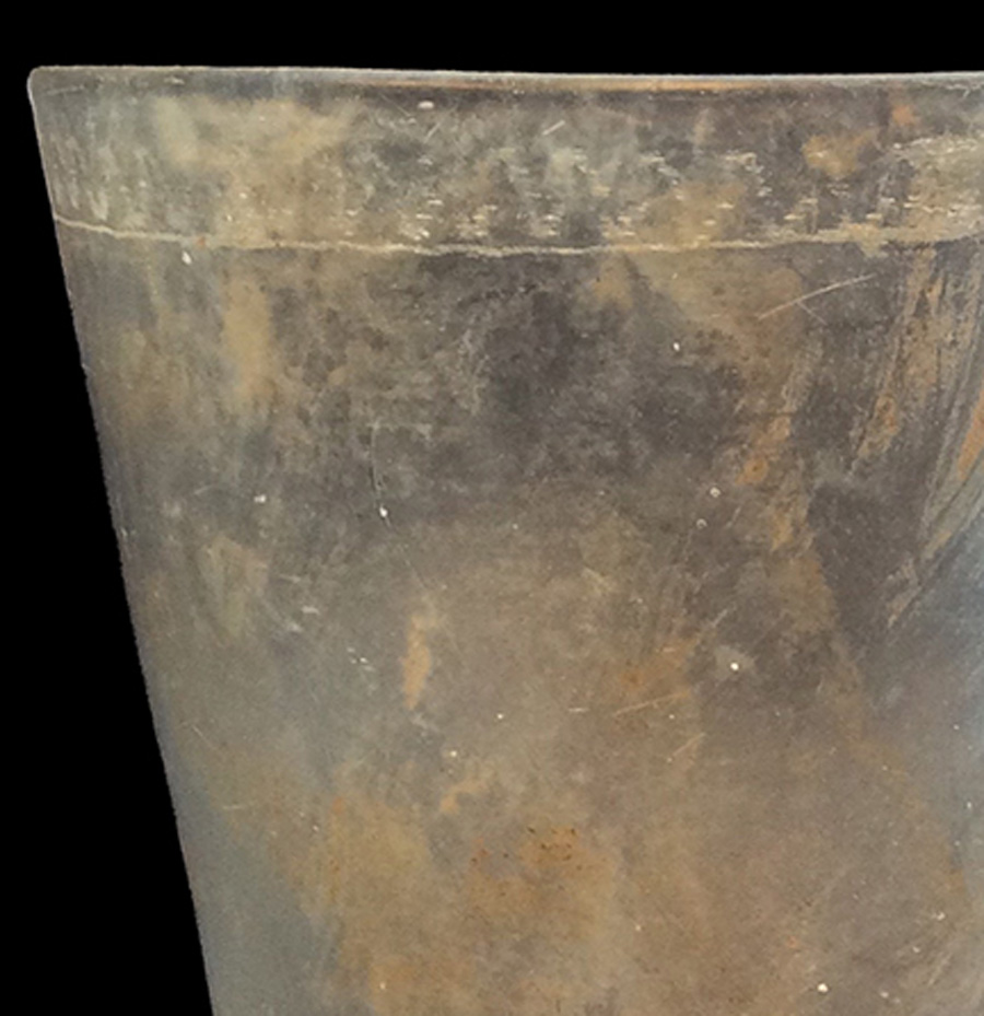 Image of colorless glass tumbler, abrasive decoration.