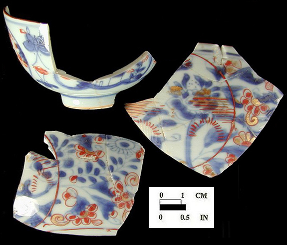 Overglaze painted teaware Oxon Hill, 18PR175, vessel #2332, exterior surfaces.