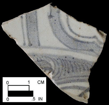 Kraak porcelain (17th century) body sherd. Old Chapel Field, 18ST233 /129.