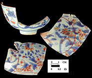 Overglaze painted teaware Oxon Hill, 18PR175, vessel #2332, exterior (left) and interior (right). 