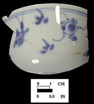Underglaze blue painted cup fragment - Oxon Hill,18PR175, vessel #2335.