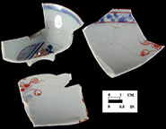 Overglaze painted teaware Oxon Hill, 18PR175, vessel #2332, exterior (left) and interior (right). 
