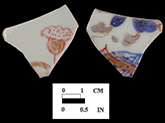 Overglaze painted body sherd, interior (left) and exterior (right) - Bennett's Point, 18QU28/160.