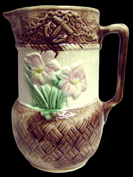 Similar pattern shown on this Majolica jug from a private collection.