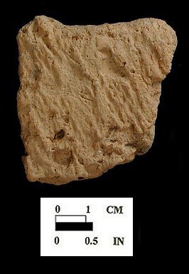 Mockley eroded body sherd exterio from Bathhouse, 18AN37/8.