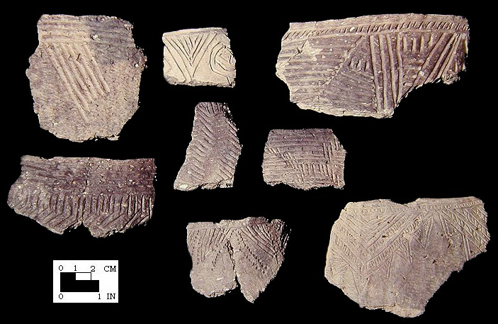 Townsend Series incised rim sherds from the Townsend site 7S-G-2, SI Cat #397760 - Courtesy of the Smithsonian Institution, Museum of Natural History, Department of Anthropology.