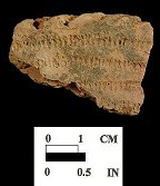 Townsend Series cord-wrapped dowel impressed rim sherd from the Nassawango site 18WO23/5.