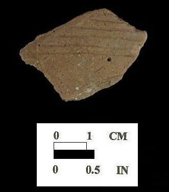Townsend Series Rappahannock incised sherd from Hallowing Point site 18CV31/43