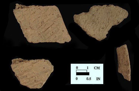 Townsend Series Rappahannock fabric-impressed sherds from Ashcomb's Quarter and Awapantop site 18CV362/228 - Courtesy Naval District Washington, Southern Region.