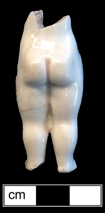 Continental European hard paste porcelain doll with top half missing, from 18HA148.