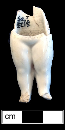 Continental European hard paste porcelain doll with top half missing, from 18HA148.