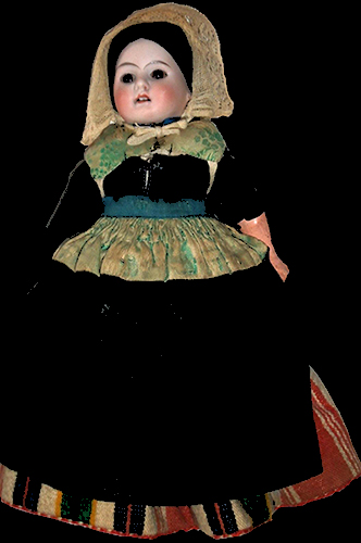 The archaeological example may be similar to this privately owned doll (shown on right), marked “16.30”.  Doll height: 10.0”