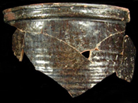 Exterior of butter pot with ribbed body,