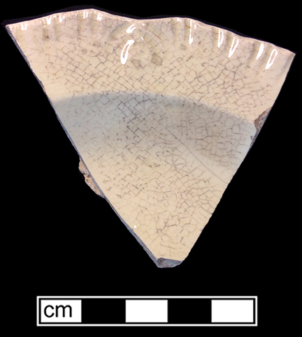 Creamware shell edge plate. Rim diameter: 6.50&rdquo;. Lot:17, Provenience:1HX.591.26 Privy Stratum 4. 18BC38