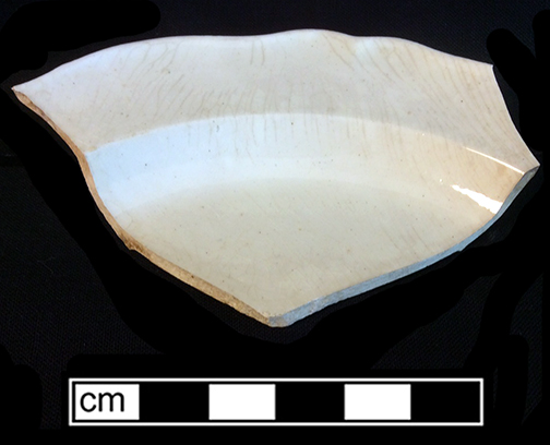 Creamware royal rim plate. Rim diameter: 9.50&rdquo;. Lot: 1G3.870.4.Lot: 9, Provenience:1G3.870.4, Privy Stratum 2. - 18BC38