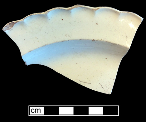 Creamware plate with scalloped rim. Rim diameter: 8.50&rdquo; Lot 181-13. 18BC66