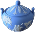 Blue Jasperware (Wedgwood) sugarbowl - private collection.