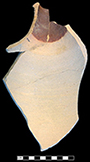 English brown salt glaze stoneware globular shaped bottle with iron oxide slip. Cordoned neck. Neck rim diameter: 2.0&rdquo; from 18CV60.