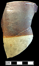 English brown salt glaze stoneware straight sided tankard with iron oxide slip. The interior has an iron oxide slip coating. Rim diameter: 3.5&rdquo; from 18CV60.