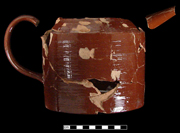 Mended engine turned Astbury teapot - click image to see a larger view.