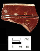 Rim sherds decorated with white slip, engine turning, and gold ename - Angelica Knolls, 18CV60. 