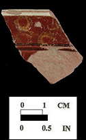 Rim sherds decorated with white slip, engine turning, and gold ename - Angelica Knolls, 18CV60. 