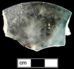 Clouded ware teapot lid - collected by George L. Miller in 1986 in Staffordshire, England.